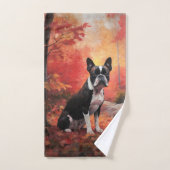 Boston Terrier à l'automne Leaves automne Inspire (Serviette à main)