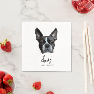 Boston Terrier Aangepaste Hond Bruiloft Cocktail S Servet