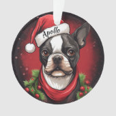 Boston Terrier Aangepaste Kerstversiering Ornament (voorkant)