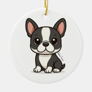 Boston Terrier Aangepaste Naam Keramisch Ornament