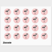Boston Terrier-adreslabel voor borstkanker Ronde Sticker (Vel)