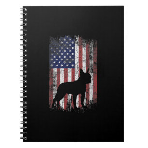 Boston Terrier American Flag USA Patriot Hondenlie Notitieboek