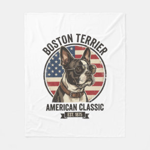 Boston Terrier Amerikaanse Klassieke Hond Vlag Zon Fleece Deken
