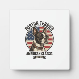Boston Terrier Amerikaanse Klassieke Hond Vlag Zon Fotoplaat