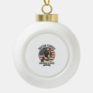 Boston Terrier Amerikaanse Klassieke Hond Vlag Zon Keramische Bal Ornament