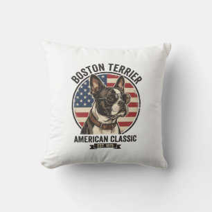 Boston Terrier Amerikaanse Klassieke Hond Vlag Zon Kussen