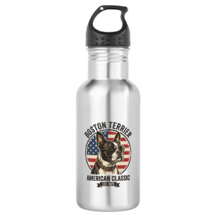 Boston Terrier Amerikaanse Klassieke Hond Vlag Zon Waterfles