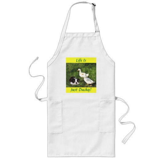 Boston Terrier Apron Ducks Lang Schort (Voorkant)