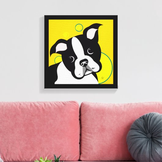 Boston Terrier Art Canvas Print (Insitu (Woonkamer))