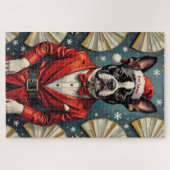 Boston Terrier Art Deco Christmas Tuxedo Hat Legpuzzel (Horizontaal)