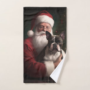 Boston Terrier avec Noël Festif du Père Noël