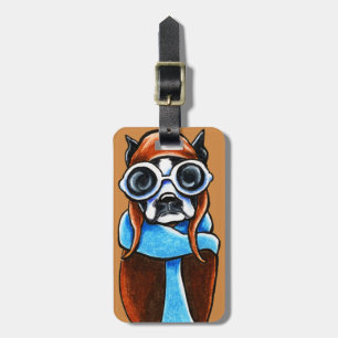 Boston Terrier Aviator Bagagelabel