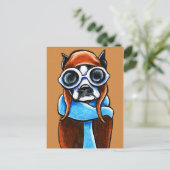 Boston Terrier Aviator Briefkaart (Staand voorkant)