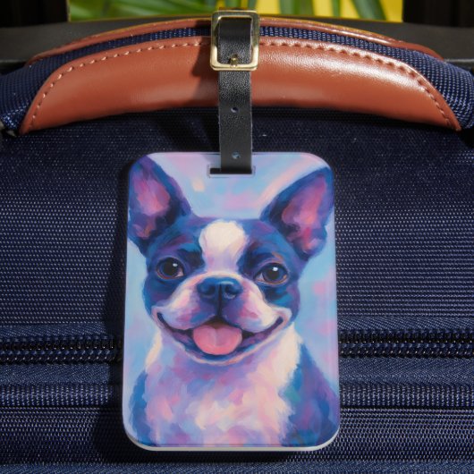 Boston Terrier Bagage Label (Voorkant Insitu 2)