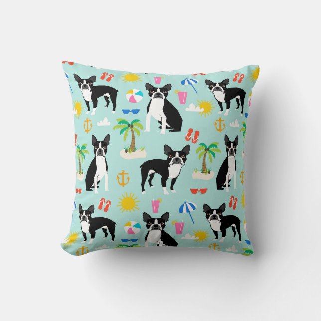 Boston Terrier Beach - coussin d'été mignon (Recto)