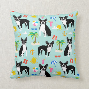 Boston Terrier Beach - coussin d'été mignon