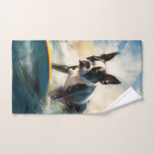 Boston Terrier Beach Surfing Peinture (Serviette à main)