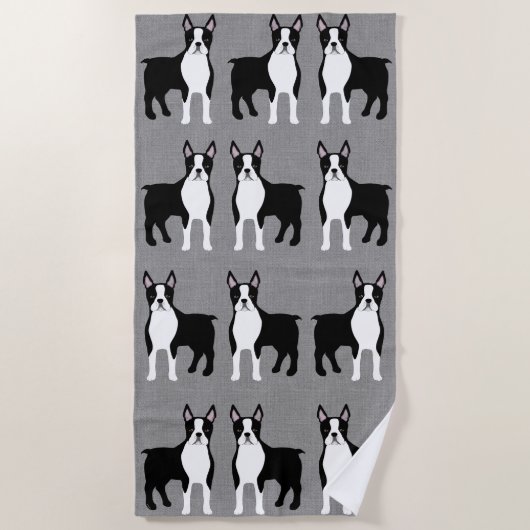 Boston Terrier Beach Towel Strandlaken (Voorkant)