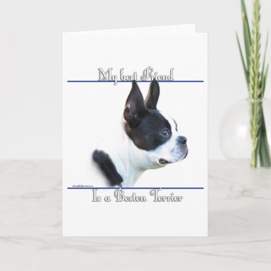 Boston Terrier Beste Vriend 2 Feestdagen Kaart (Voorkant)