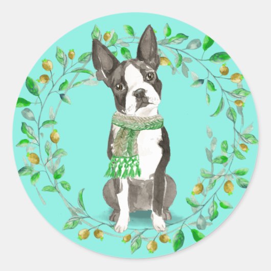 Boston Terrier Bestie Ronde Sticker (Voorkant)