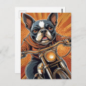 Boston Terrier Biker Briefkaart (Voorkant / Achterkant)