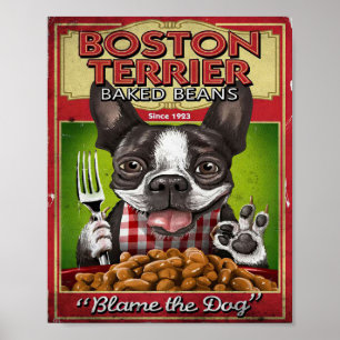 Boston Terrier Bked Beans Decor Cooking Gift Poster