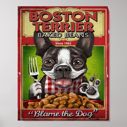 Boston Terrier Bked Beans Decor | Cooking Gift Poster (Voorkant)