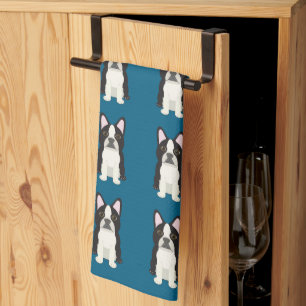 Boston Terrier blauw Theedoek