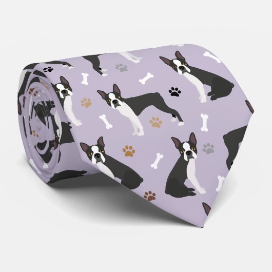 Boston Terrier Bones and Paws Cravate (Roulé)