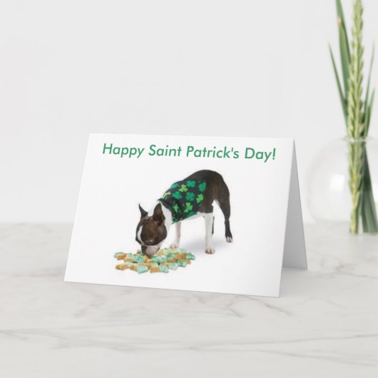 Boston Terrier Bonne Carte St. Patrick (Devant)