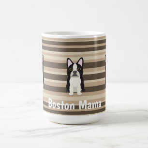 Boston Terrier, Boston Mama Neutrale gestreepte Koffiemok