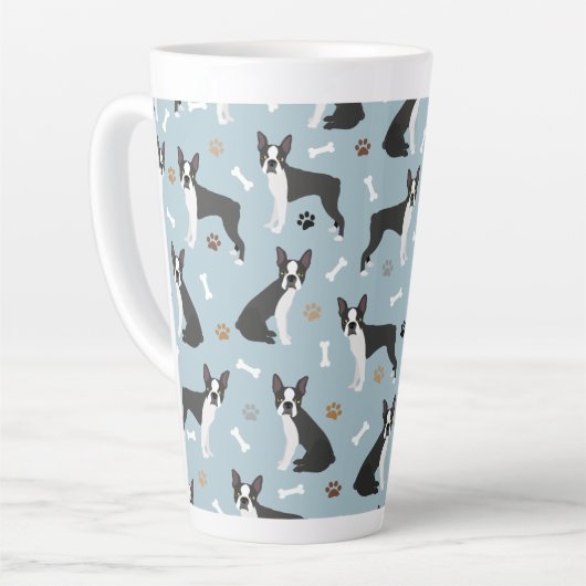 Boston Terrier Botten and Paws Latte Mok (Linkerhoek)