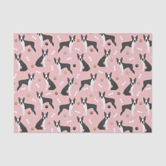 Boston Terrier Botten and Paws Tissue Paper Tissuepapier (Voorkant)