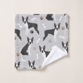 Boston Terrier Botten en Paws Bath Towel Set Bad Handdoek (Wasdoekje)