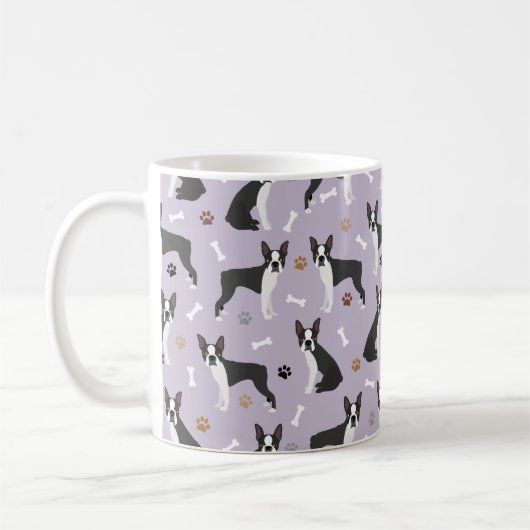 Boston Terrier Botten en Paws Coffee Mok (Links)