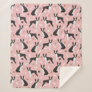 Boston Terrier Botten en Paws Sherpa Blanket Deken