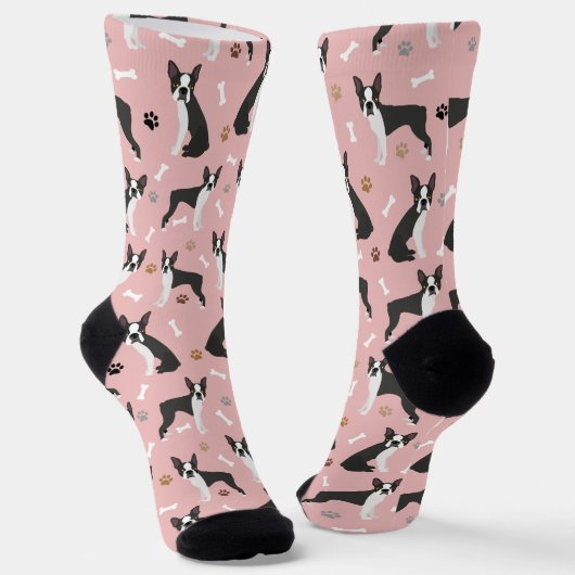 Boston Terrier Botten en Paws Socks Sokken (Gebogen)