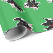Boston Terrier Bouncy Ball kerstrap Cadeaupapier (Rol Hoek)