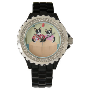 Boston Terrier Boy & Girl Horloge