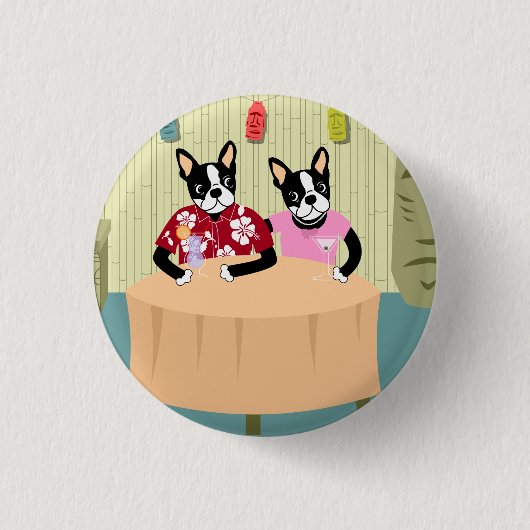 Boston Terrier Boy & Girl Ronde Button 3,2 Cm (Voorkant)