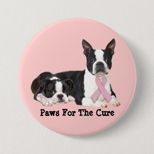 Boston Terrier Breast Cancer Button (Voorkant)