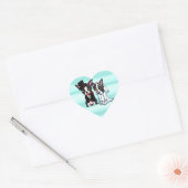 Boston Terrier Bride en Groom Hart Sticker (Envelop)