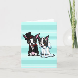 Boston Terrier Bride en Groom Kaart