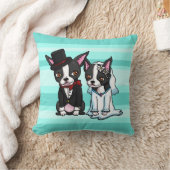 Boston Terrier Bride en Groom Kussen (Deken)