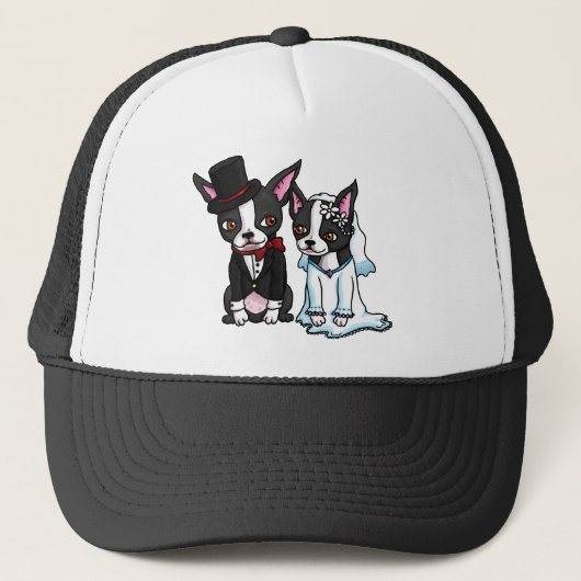 Boston Terrier Bride en Groom Trucker Pet (Voorkant)