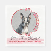 Boston Terrier bruiloft servetten met honden Foto (Voorkant)
