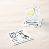 Boston Terrier bruiloft Vierkante Kartonnen Onderzetter (Insitu)