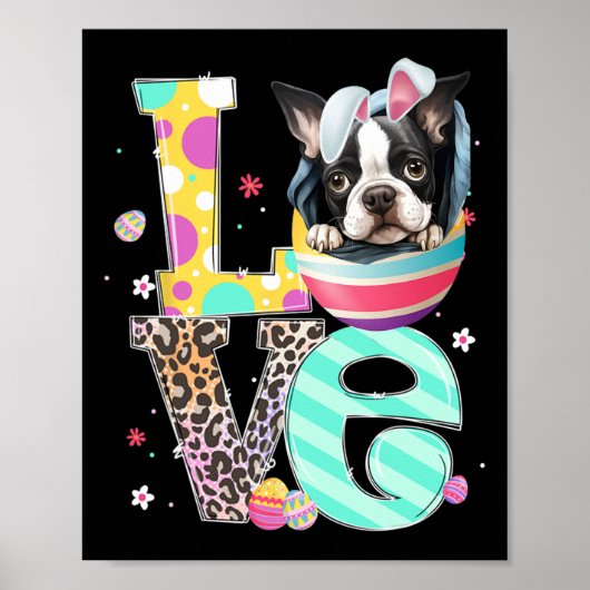 Boston Terrier Bunny Face Dog Dierenvriend Poster (Voorkant)