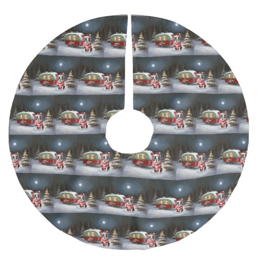 Boston Terrier Caravan Kerstavontuur Kerstboom Rok (Voorkant)