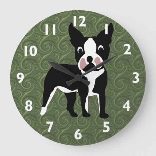 Boston Terrier Cartoon Grote Klok (Voorkant)